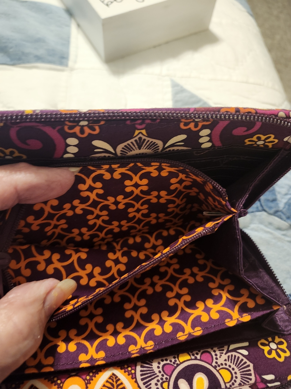 Vera Bradley Purple Floral Quilted Wallet with Yellow & Pink Accents - Picture 3 of 6